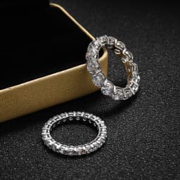Knobspin 5mm 7ct D Color Moissanite Ring 925 Sliver Plated with White Gold Wedding Band Eternity Band Engagement Rings For Women