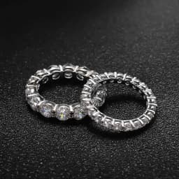 Knobspin 5mm 7ct D Color Moissanite Ring 925 Sliver Plated with White Gold Wedding Band Eternity Band Engagement Rings For Women