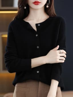 Women 100% Merino Wool Sweater Autumn Winter O-Neck First Line Seamless Cardigan Long Sleeve Clothing Cashmere Knitwear Tops