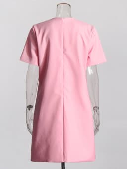 TWOTWINSTYLE Solid Patchwork Diamonds Elegant Dresses For Women Round Neck Short Sleeve High Waist Spliced Zipper Dress Female