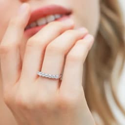 NeeTim Full Moissanite Ring for Women S925 Sterling Silver with White Gold Plated Wedding Bridal Band Rings Sparkling Jewelry