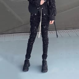 TWOTWINSTYLE Cross Black Pants For Women High Waist Bandage Casual Streetwear Trousers Female Fashion New Clothing 2024 Style