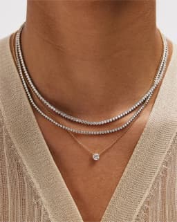 3MM 3 Prong CZ Tennis Chain Necklace For Women Iced Out Bling 5A Cubic Zirconia Classic Female Choker 16" 18"
