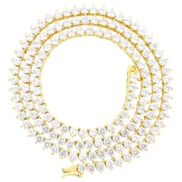 3MM 3 Prong CZ Tennis Chain Necklace For Women Iced Out Bling 5A Cubic Zirconia Classic Female Choker 16" 18"