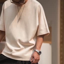 Maden Retro 340g/m² Heavyweight Round Neck Pique Cotton T-shirt Loose Silhouette Solid Color Short-sleeved Top for Men's Summer