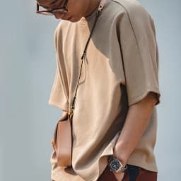 Maden Retro 340g/m² Heavyweight Round Neck Pique Cotton T-shirt Loose Silhouette Solid Color Short-sleeved Top for Men's Summer