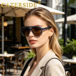 CATERSIDE Vintage Punk Sunglasses Men Flat Top Double Bridges High Quality Sun Glasses Women Travel Party Festival Eyeglasses