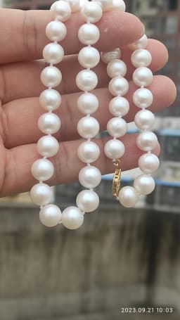 AAA++++8-9mm Circular Natural Akoya White Pearl Necklace 18'