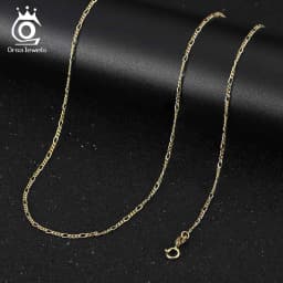 ORSA JEWELS 14K Gold 925 Sterling Silver Diamond-Cut Figaro Link Chain Necklace for Women Classic Necklace Party Jewelry SC27