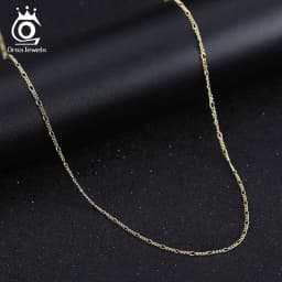 ORSA JEWELS 14K Gold 925 Sterling Silver Diamond-Cut Figaro Link Chain Necklace for Women Classic Necklace Party Jewelry SC27