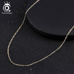 ORSA JEWELS 14K Gold 925 Sterling Silver Diamond-Cut Figaro Link Chain Necklace for Women Classic Necklace Party Jewelry SC27