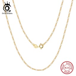 ORSA JEWELS 14K Gold 925 Sterling Silver Diamond-Cut Figaro Link Chain Necklace for Women Classic Necklace Party Jewelry SC27