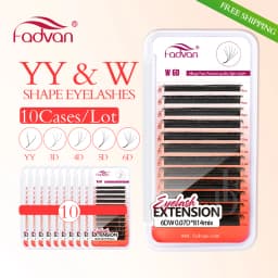 FADVAN 10Pcs YY/3D/4D/5D W Shape Eyelash Extension 0.07mm LU/L/C/D for Professional Soft Natural Pre Made Fan 5D Cluster Lashes
