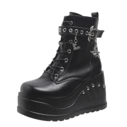 2024 New Boots for Women Fashion Hot Sale Punk Goth Platform Heels Wedge Women's Boots Casual Goth Punk Size 43 Women's Shoes