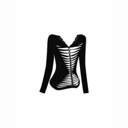 Seeslim Black Sexy Back Hollow Out Women's T-shirt Goth Long Sleeve Slim 2000s Clothes Y2k Tees Female Clothing Autumn Tops Chic