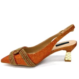 Venus Chan 2024 Special Design High Quality Orange Color African Women Shoes and Bag Set with Shinning Crystal for Wedding Party