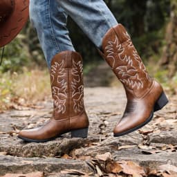 Mid-calf Western Boots Men Black Brown Cowboy Boots Handmade Leather Shoes New Punk Man Women Unisex Riding Boots