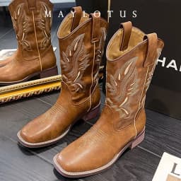 Mid-calf Western Boots Men Black Brown Cowboy Boots Handmade Leather Shoes New Punk Man Women Unisex Riding Boots