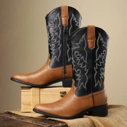 Mid-calf Western Boots Men Black Brown Cowboy Boots Handmade Leather Shoes New Punk Man Women Unisex Riding Boots