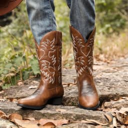 Mid-calf Western Boots Men Black Brown Cowboy Boots Handmade Leather Shoes New Punk Man Women Unisex Riding Boots