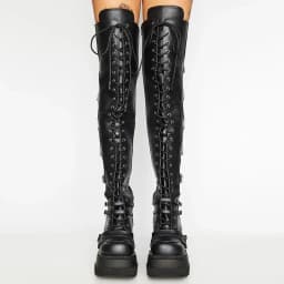 Punk Over-the-knee Boots Women Platform Heels Belt Buckle Boot Motorcycle Goth Shoe Thigh High Flat Boots Plus Size 42 43