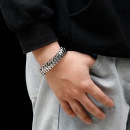 12mm Centipede Line Link Chain Bracelet  - Stainless Steel 316L - KB125391-BDJX