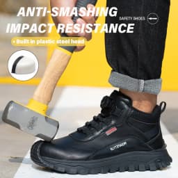 Rotating Button Indestructible Shoes Safety Boots Men Steel Toe Work Boots Waterproof Non-slip Puncture-Proof Protective Shoes