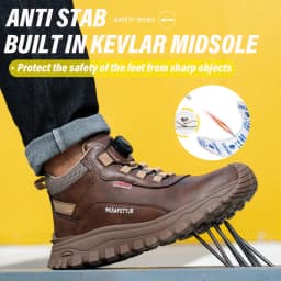 Rotating Button Indestructible Shoes Safety Boots Men Steel Toe Work Boots Waterproof Non-slip Puncture-Proof Protective Shoes