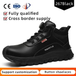 Rotating Button Indestructible Shoes Safety Boots Men Steel Toe Work Boots Waterproof Non-slip Puncture-Proof Protective Shoes