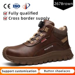 Rotating Button Indestructible Shoes Safety Boots Men Steel Toe Work Boots Waterproof Non-slip Puncture-Proof Protective Shoes