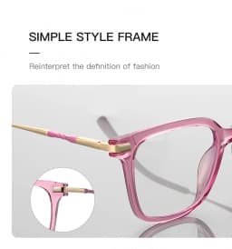 VICKY Women's Reading Glasses Anti Blue Light Geometric Pink Frame Myopia Astigmatism Prescription Glasses Women PFD2129