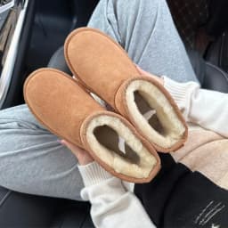 5854 Men's and Women's Sheepskin and Wool Snow Boots, Integrated Fur and Leather, Winter Thick and Warm Women's Boots