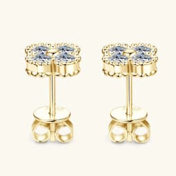 2025 Trendy Four Clover Moissanite Stud Earrings 925 Sterling Silver Flower Piercing Ear Jewelry for Women 3mm Lab Diamond Gifts