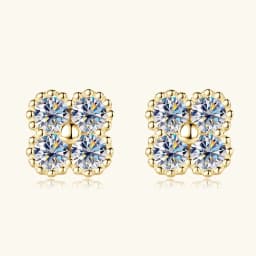 2025 Trendy Four Clover Moissanite Stud Earrings 925 Sterling Silver Flower Piercing Ear Jewelry for Women 3mm Lab Diamond Gifts