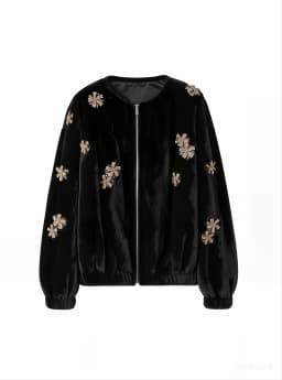 Lautaro Winter Luxury Elegant Thick Warm Soft Brown Short Faux Mink Fur Coat Women Beading Loose Stylish Chic Fluffy Jacket