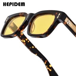 HEPIDEM Acetate Polarized Sun Glasses Women Johnny Depp Brand Designer Glasses Thick Square Sunglasses Men RINI-T