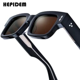 HEPIDEM Acetate Polarized Sun Glasses Women Johnny Depp Brand Designer Glasses Thick Square Sunglasses Men RINI-T