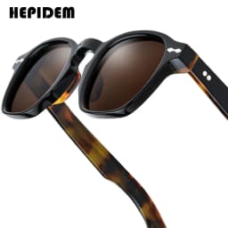 HEPIDEM Acetate Polarized Sun Glasses Women Johnny Depp Brand Designer Glasses Thick Square Sunglasses Men RINI-T