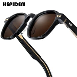 HEPIDEM Acetate Polarized Sun Glasses Women Johnny Depp Brand Designer Glasses Thick Square Sunglasses Men RINI-T