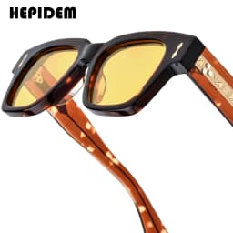 HEPIDEM Acetate Polarized Sun Glasses Women Johnny Depp Brand Designer Glasses Thick Square Sunglasses Men RINI-T