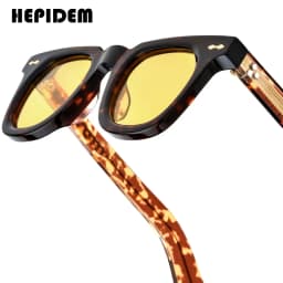 HEPIDEM Acetate Polarized Sun Glasses Women Johnny Depp Brand Designer Glasses Thick Square Sunglasses Men RINI-T