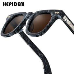 HEPIDEM Acetate Polarized Sun Glasses Women Johnny Depp Brand Designer Glasses Thick Square Sunglasses Men RINI-T
