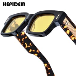HEPIDEM Acetate Polarized Sun Glasses Women Johnny Depp Brand Designer Glasses Thick Square Sunglasses Men RINI-T