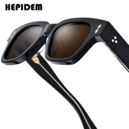 HEPIDEM Acetate Polarized Sun Glasses Women Johnny Depp Brand Designer Glasses Thick Square Sunglasses Men RINI-T