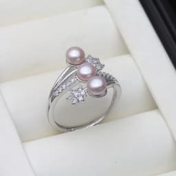 Real 925 Silver Pearl Rings Woman,Luxury White Natural Freshwater Adjustable Pearl Ring Wife Mother Birthday Gift Pink