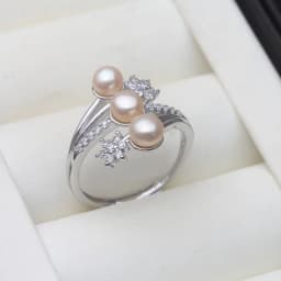 Real 925 Silver Pearl Rings Woman,Luxury White Natural Freshwater Adjustable Pearl Ring Wife Mother Birthday Gift Pink