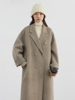CHIC VEN Women Woolen Coat Double-breasted Basic Loose Casual Retro New Long Double-sided Female Overcoat Autumn Winter 2026