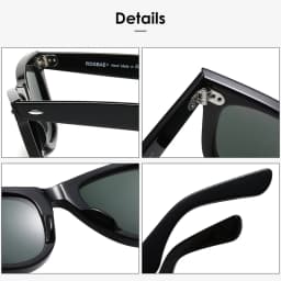 ROGBAE Tilting sunglasses men classics Glass lens Acetate sun glasses R214s Luxury Brand Rivet Design Goggles Female sunglass