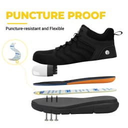 FitVille Men's Safety Work Boots Wide Width Composite Steel Toe Waterproof Antislip High Top Outdoor Shoes for Construction