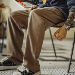 Maden Vintage Men‘s Casual Pants Straight-Leg Loose Fit Beck Pants Fringed Elastic Waist Chill Trousers for Autumn Commuting